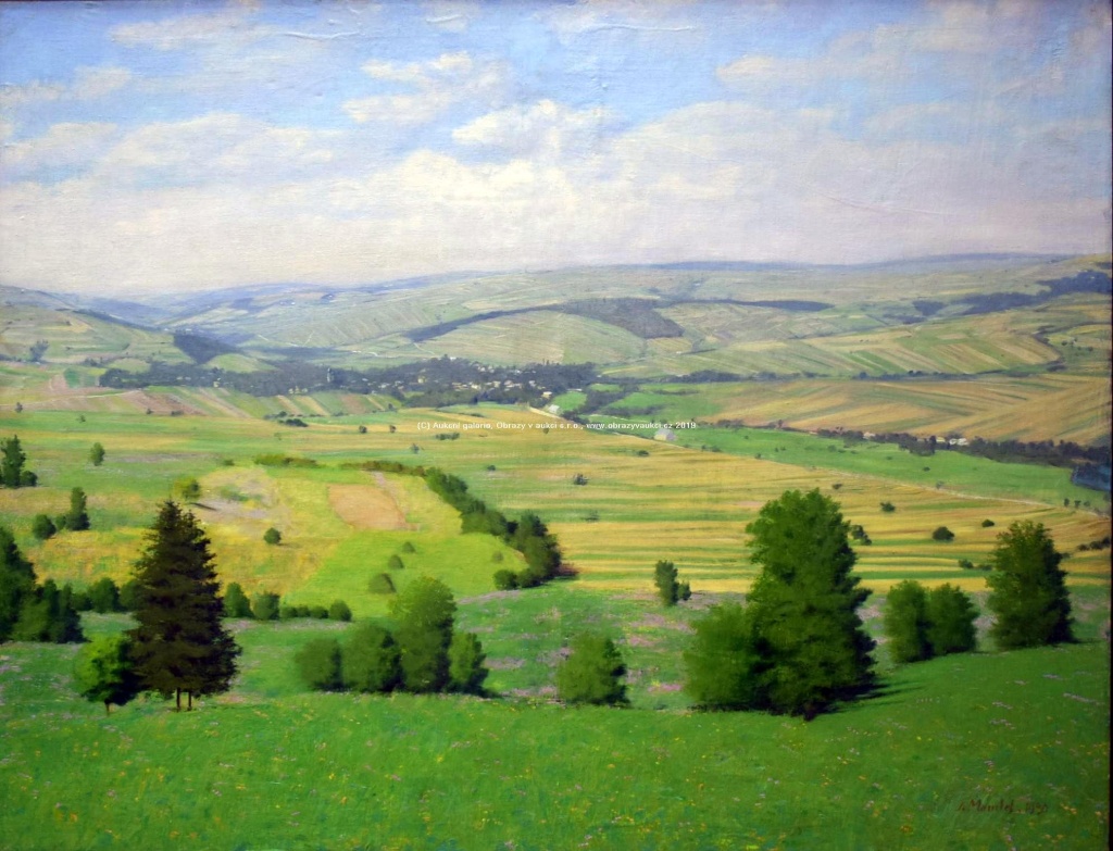 Jiří Mandel: Panorama Horňácka, olej na plátně,1930, 107 x 137 cm 