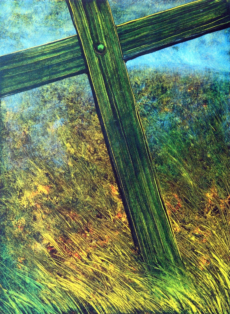 Kříž v poli, olej, 70 x 53 cm, 2012 