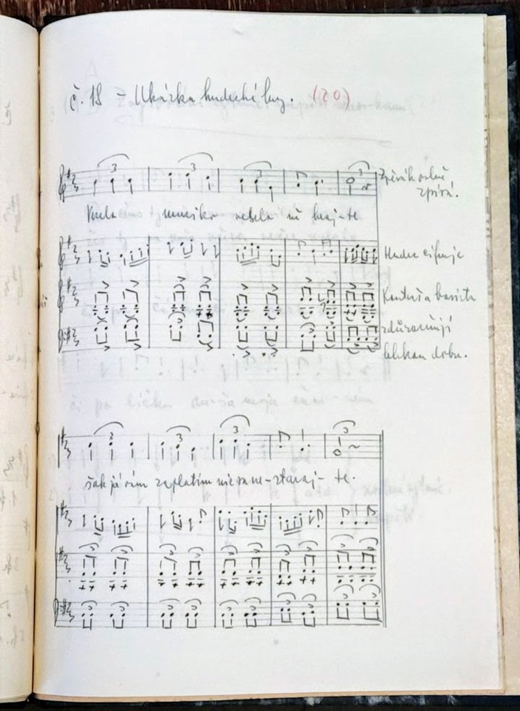 Z rukopisu Slávka Volavého Několik slov o nápěvech písní  lidových, zejména moravskoslovenských